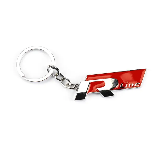 Red Rline Metal Keychain Keyring Logo Key Holder for VW Volkswagen Golf Polo Passat Tiguan Jetta Touran Emblem Decal