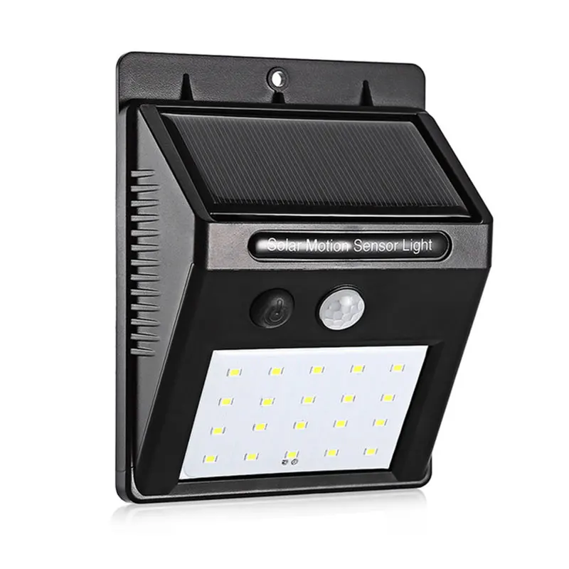 20 LED 1PCS Солнечный СВЕТОДИОДНЫЙ светильник с датчиком движения, настенный светильник для безопасности, водонепроницаемый IP65, уличный солнечный светильник, гирлянда, светильник для сада и улицы - Испускаемый цвет: 20 LED 1PCS