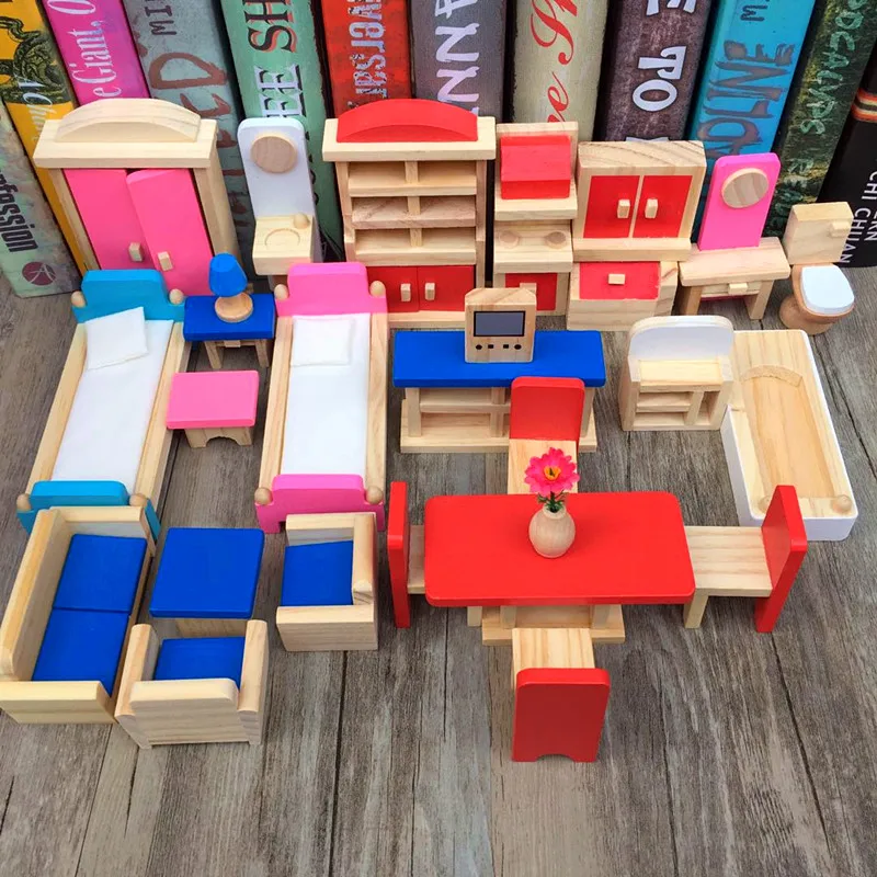Children Have Room Toy GIRL'S Mini Model House Small Villa Every Family Furniture Set Wooden Quality Doll House