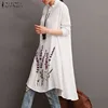ZANZEA Vintage Autumn Embroidery Floral Blouse Women Long Sleeve Tops Tunic Female Cotton Linen Blusas Long Shirt Casual Chemise ► Photo 2/6
