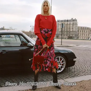 

Women Silk Dolce Vita Floral Ruffle Midi Dress Asymmetric Skirt