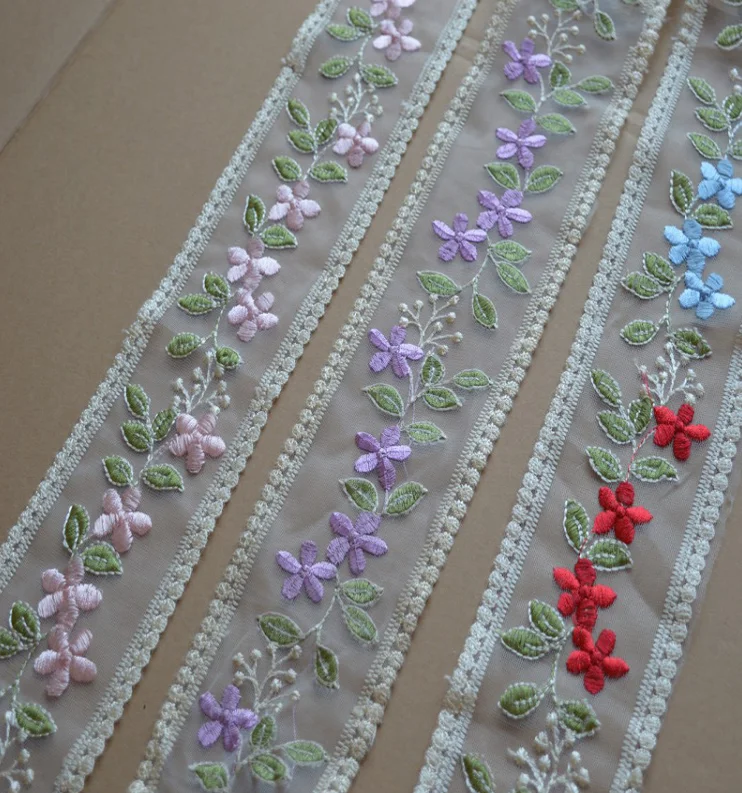 2 м (9 см) Ширина розового и фиолетового цветов с красным цветком кружевной