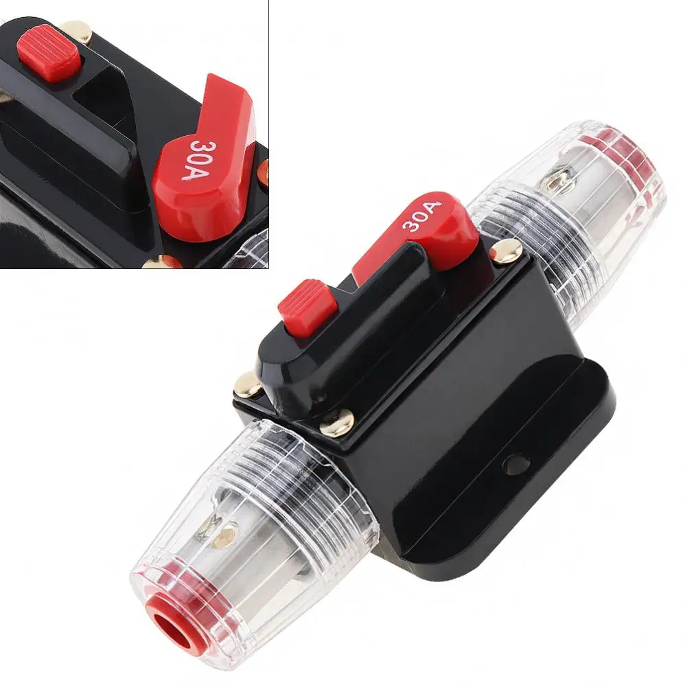 

30A Car Audio Circuit Breaker Manual Reset Switch Fuse Holder for Car New