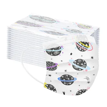 

Fast Deliver 2020 Fashion Color Planet Printing 100pc Children's Mask Disposable Face Mask 3ply Ear Loop Mask For Face Cotton