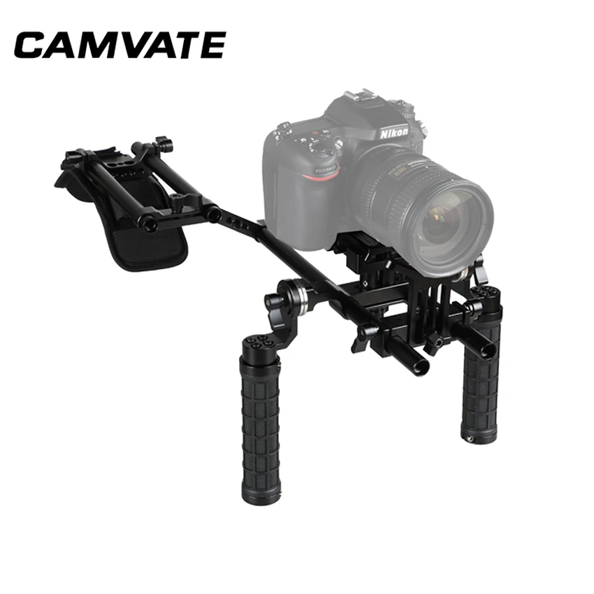 

CAMVATE Camera Handheld Shoulder Mount Rig With Manfrotto QR Plate & Rubber Handgrip & 15mm Rod For DSLR Camera / DV Camcorder