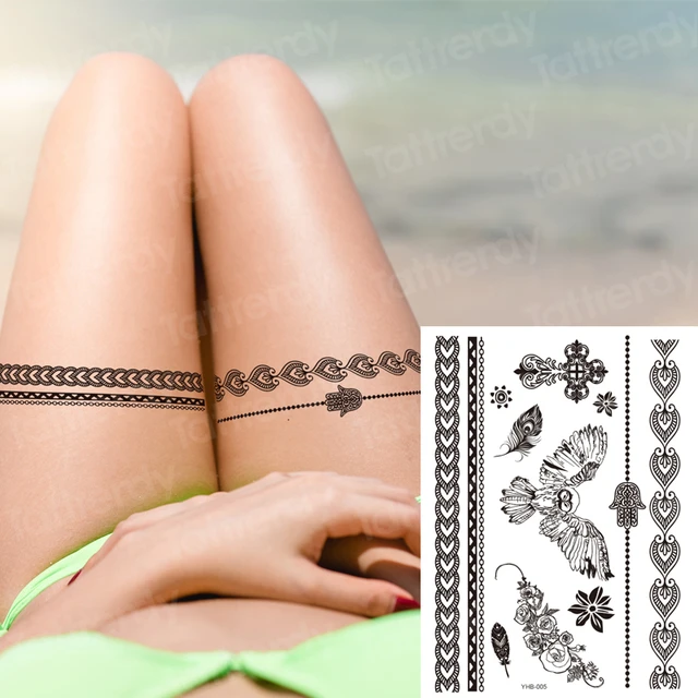 Handgelenk Armband Tattoo Henna Spitze Muster Schwarz Sexy Indische Mandala Temporare Tattoo Aufkleber Hand Rose Tatoo Blume Schmuck Aufkleber Temporary Tattoos Aliexpress