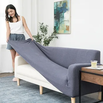

New thick fleece elastic solid color sofa cover universal all-inclusive dustproof sofa cover