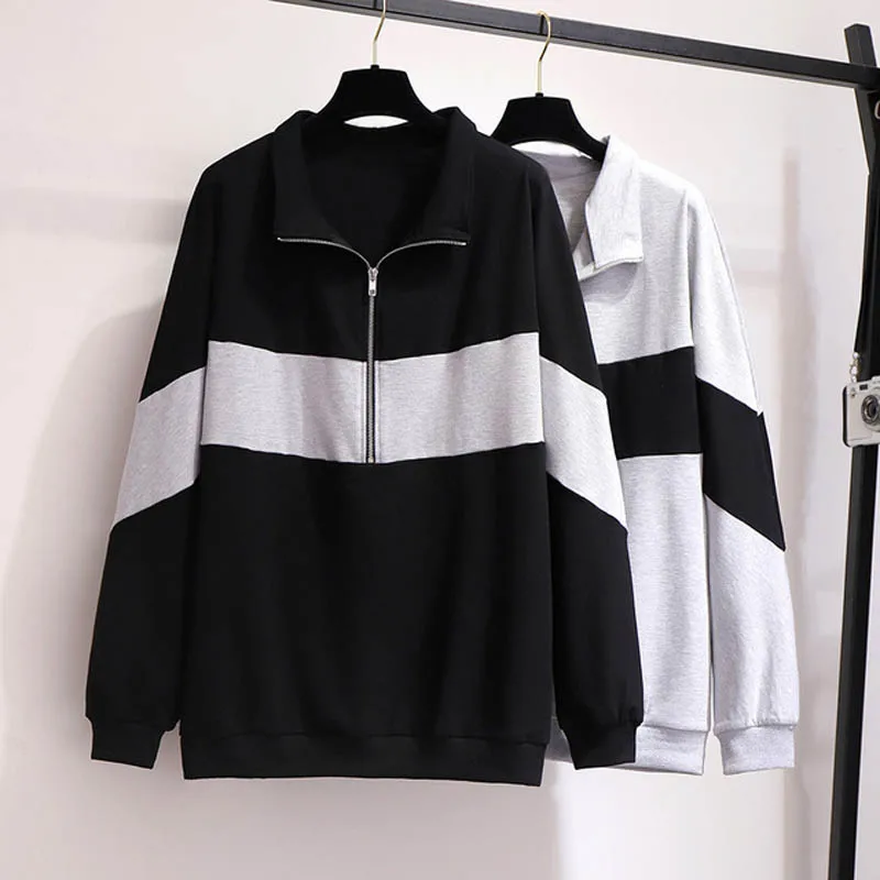 Осенне-зимние свитшоты размера плюс Бюст 150 см 6XL 7XL 8XL 9XL 10XL кофты черного и серого цветов