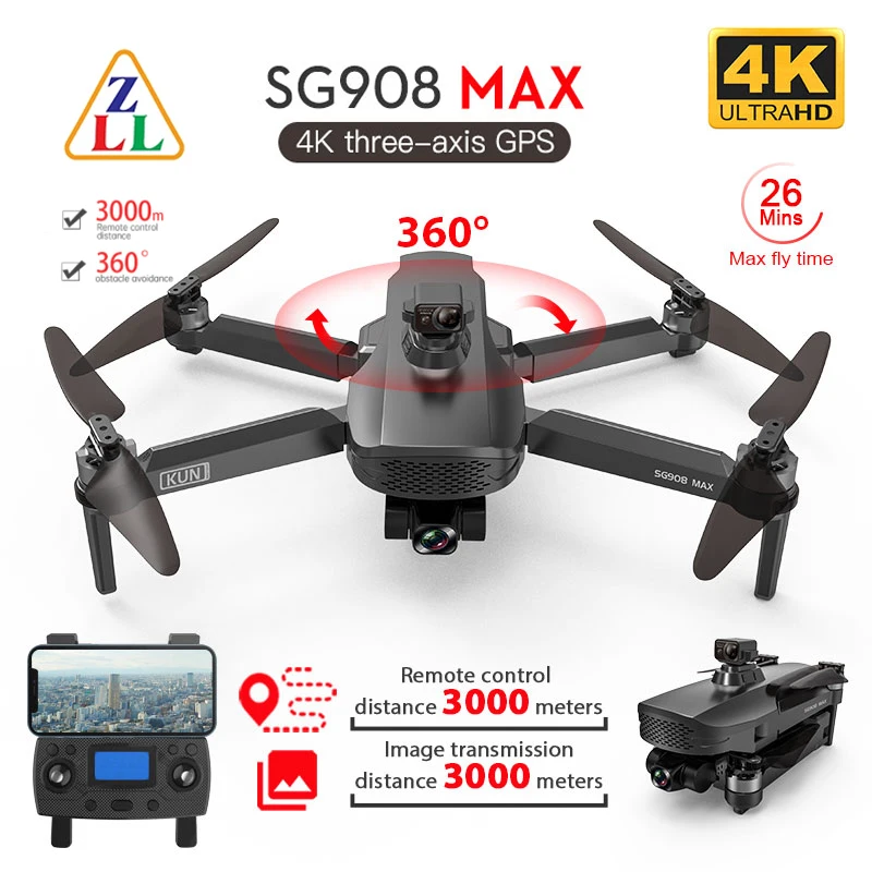 SG908 MAX/SG908 Pro 4K Profesional Camera Drone With WiFi 3KM GPS 3-Axis Gimbal Obstacle Avoidance RC Quadcopter Dron VS 906 MAX | Игрушки и
