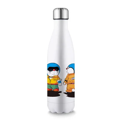 Креативная термос переносной унисекс из нержавеющей стали DORAEMON для студентов, модная кружка с ремнем - Цвет: F