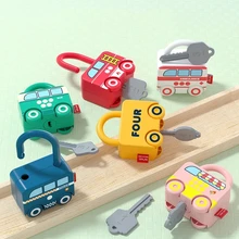 

New Montessori Kids Learning Locks with Keys Educational Preschool Numbers Matching & Counting Car Toys Teaching Aids Toys Games
