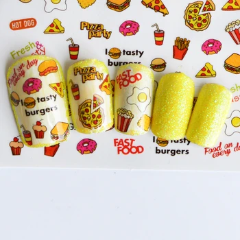 

1Sheet Summer Partten Lovely Cartoon Food Nail Water Decals Sticker Nail Wraps Slider For Nail Art Tattoo Decoration Decal