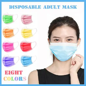 

10/50/100pcs Disposable Adult Mask Style Pink Blue Breathable Non-woven Fabric 3-layer Filter Earloop Mouth Face Multicolor Mask