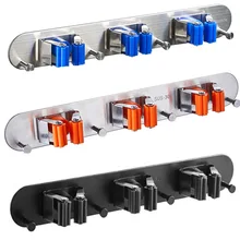 304 Нержавеющая сталь пробивка отверстий Ванная комната тряпка для швабры метла стойки мульти-функциональный крючок крючки для стены Настенная Швабра стеллаж для выставки товаров