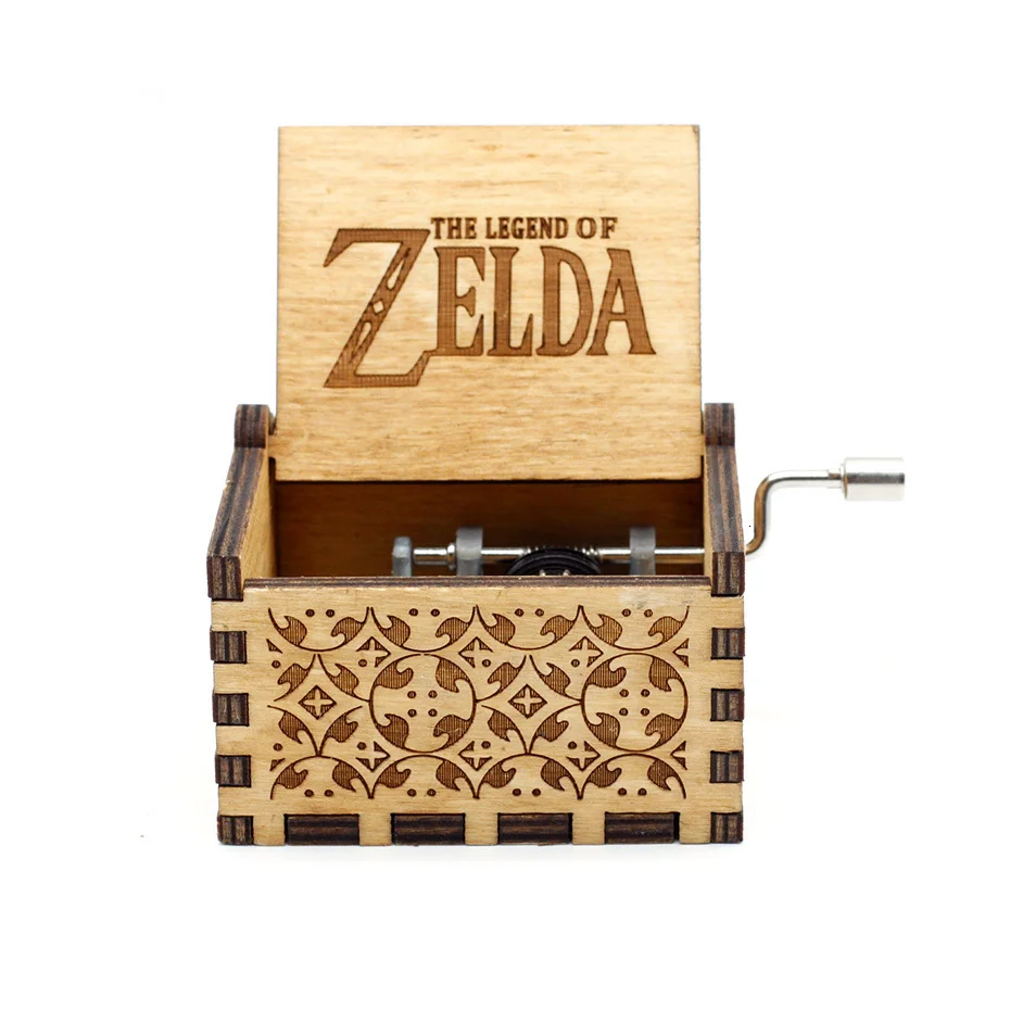 Anonymity Antique Carved wooden hand crank Zelda Music Box Christmas gift birthday Gift Party Supply free gifts bracelet