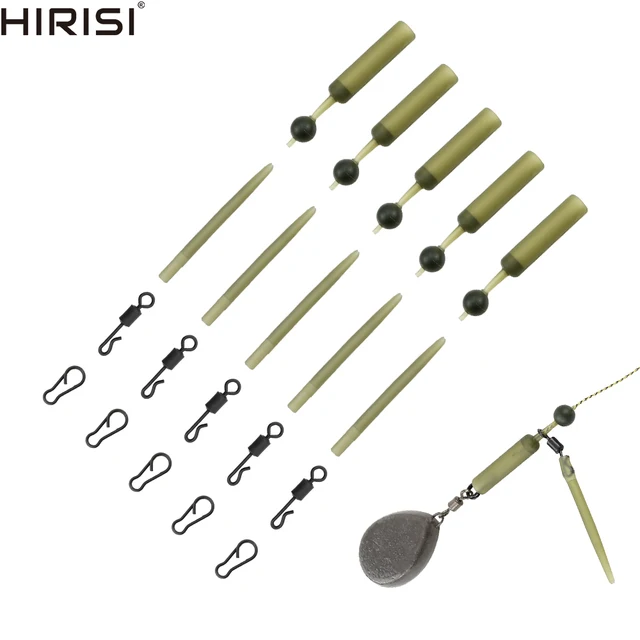 Kit Accessoires Pêche à La Carpe - Lot De 10 Ensembles (clips Sécurité, émerillons, Perles, Tubes Caoutchouc)