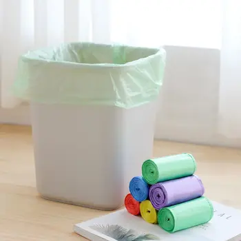 

6 Roll Portable Garbage Bag Household Large Thickening Kitchen Office Disposable Flat Mouth Storage Bag Random ColorA2