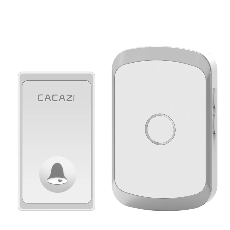 1 button 1 receiver CACAZI автономный водонепроницаемый беспроводной дверной звонок без кнопки батареи 200 м дистанционный светодиодный светильник Домашний Беспроводной дверной звонок с европейской вилкой 36 Chime - Цвет: 1 button 1 receiver