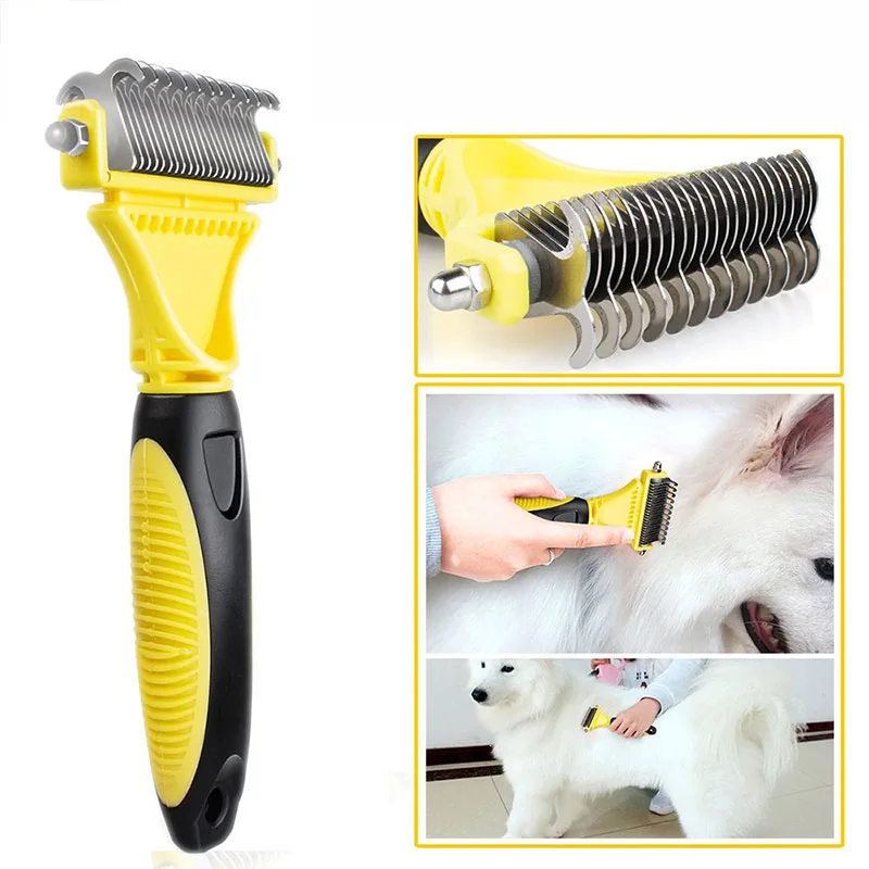 Professional Dog Dematting Comb Pet Hair Brush Double Sided Fur Knot