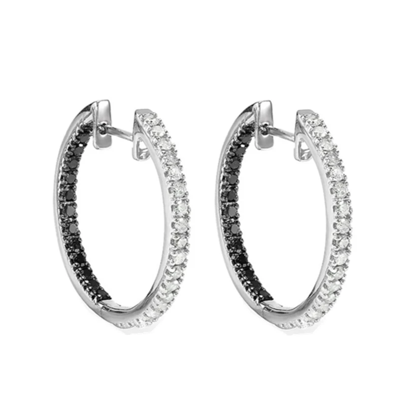 Black Awn 2020 New Classic 925 Sterling Silver Round Black Trendy Spinel Engagement Hoop Earrings for Women Fine Jewelry I189 Black Awn 2020 New Classic 925 Sterling Silver Round Black Trendy Spinel Engagement Hoop Earrings for Women Fine Jewelry I189