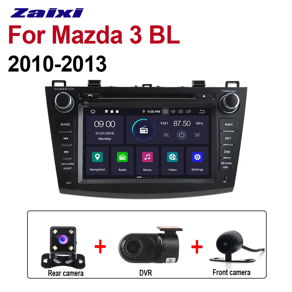 Extra 3 Accessories ZaiXi 2din Android для Mazda 3 BL 2010~ 2013 gps 9,0 Восьмиядерный 4 Гб ram автомобильный DVD Радио BT навигационная карта система мультимедийного плеера wifi - Цвет: Extra 3 Accessories