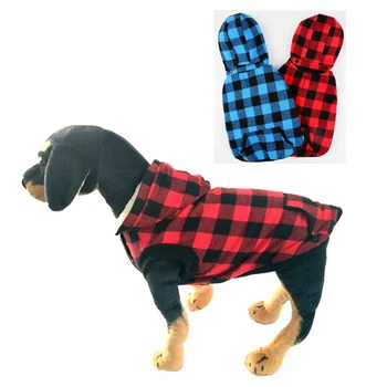 

Hooded New Winter Dog Clothing Plus Size Plaid Print Detachable Thicken Warm Dog Costume For Puppy Dog Halloween Clothes