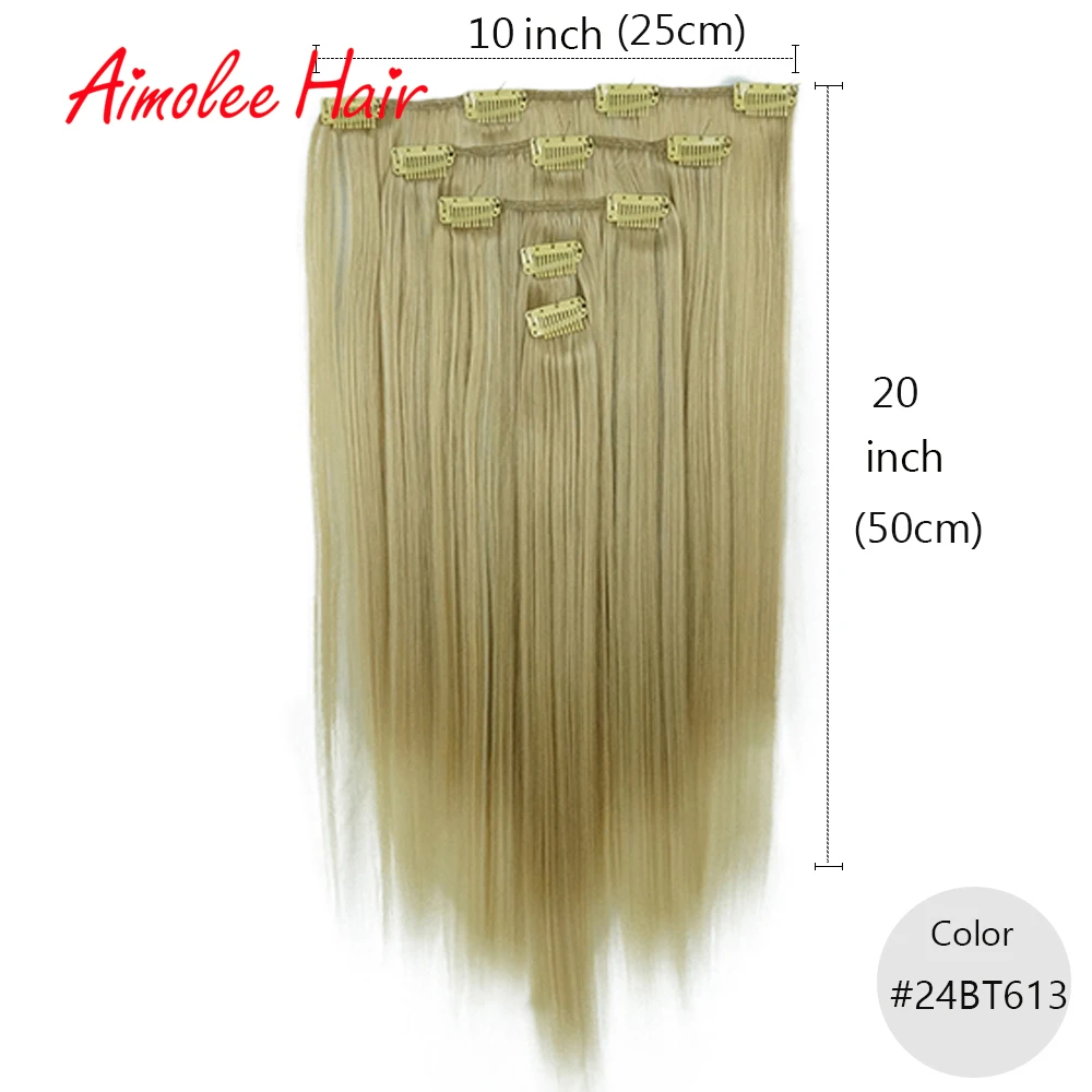 2" длинные 5 шт./компл. прямые волосы для наращивания 24 цвета 11 зажимов на наращивание волос термостойкие синтетические волосы