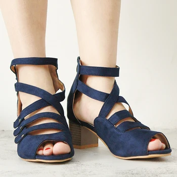 

Woman Shoes Ankle Cross-tied Sandals Womens Mid Heel Sandal ladies feminino sandals zapatos de mujer
