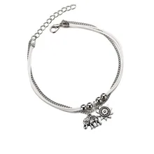 Европейский и американский стиль, аксессуары, слон, солнце, три слоя, многослойный, Ретро стиль, модный женский ножной браслет, сплав, украшения для ног