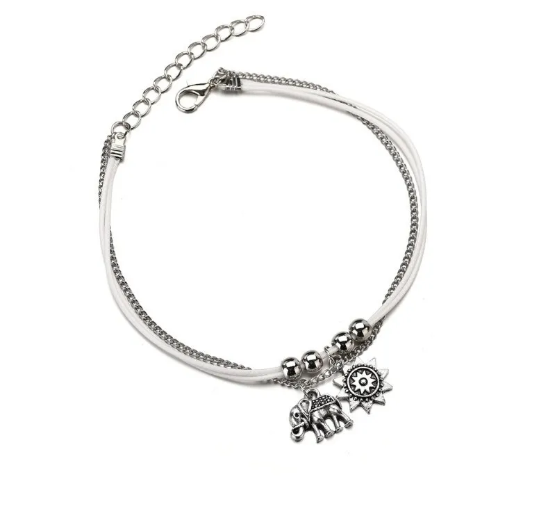 

Europe And America Accessories Elephant Sun Three Layer Multilayer Retro Fashion Women's Anklet Alloy Foot Ornaments