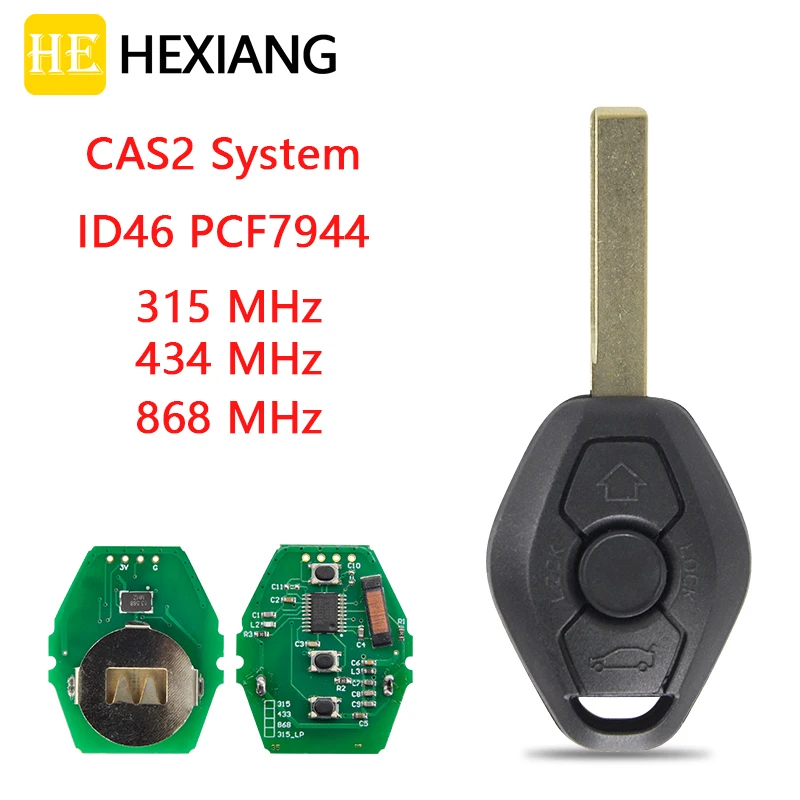 HEXIANG Remote Car Key For BMW X3 X5 Z3 Z4 3 5 6 7 Series CAS2 System With ID46 PCF7944 Chip 315/434/868MHz With HU92 Blade