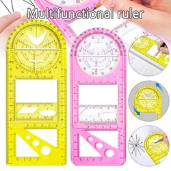 Règle géométrique multifonctionnelle modèle de dessin géométrique outil de mesure pour fournitures scolaires de bureau 