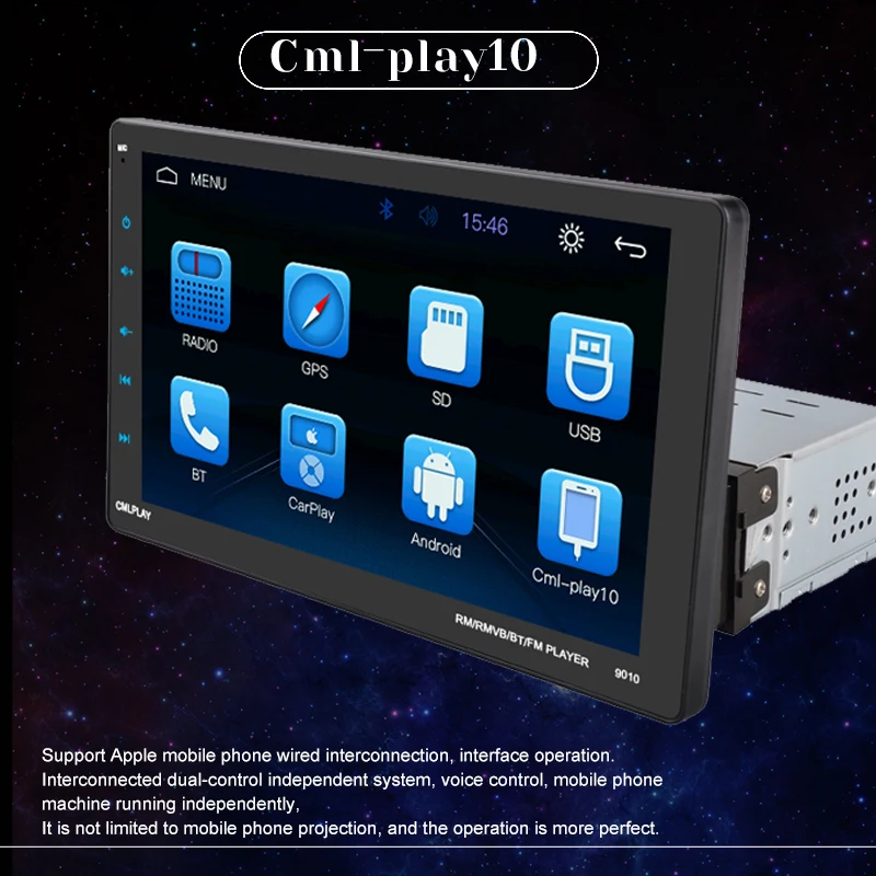 1 Din Авто-радио CarPlay+ gps подвижная машина полноэкранный вид " внешний MP5 видео для Android/Apple двойное межсоединение