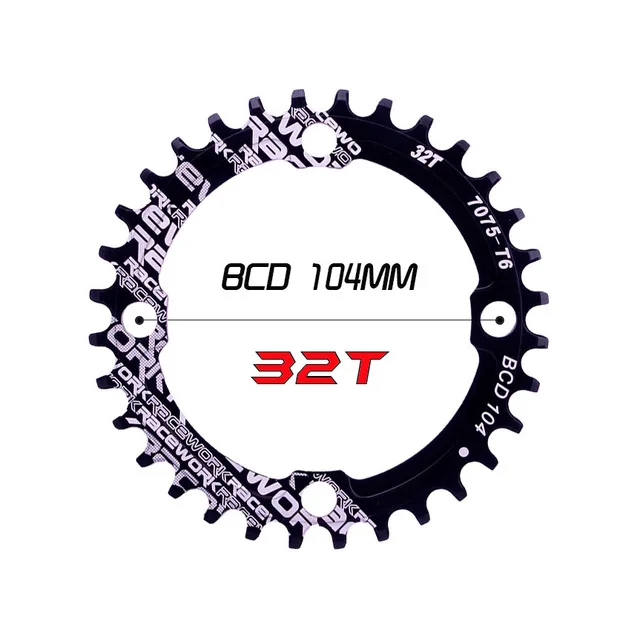 black round 32T Односкоростная система 1 узкая широкая цепь 104 BCD круглая 32T 34T 36T 38T для MTB 11s 10s 9s 1*11 коленчатая цепь кольцо - Цвет: black round 32T