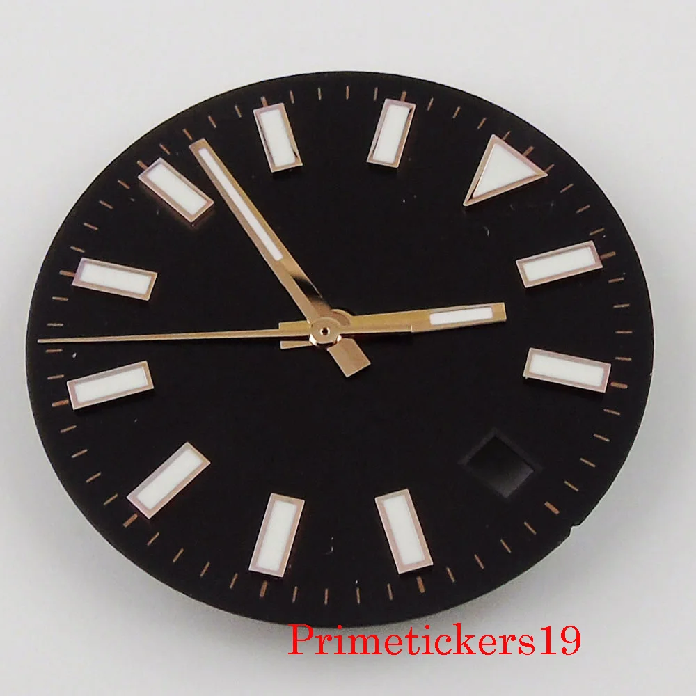 

29mm Black Sterile Watch Dial Rose Gold Marks With Date Window Fit MIYOTA 8215 MINGZHU 2813 Movement