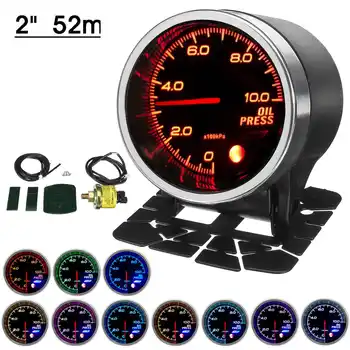 

2'' 52mm 1/8 NPT Car Oil Press Pressure Gauge Meter 10 Color LED Indicator Digital Display Black Face Brushless Stepping Motor