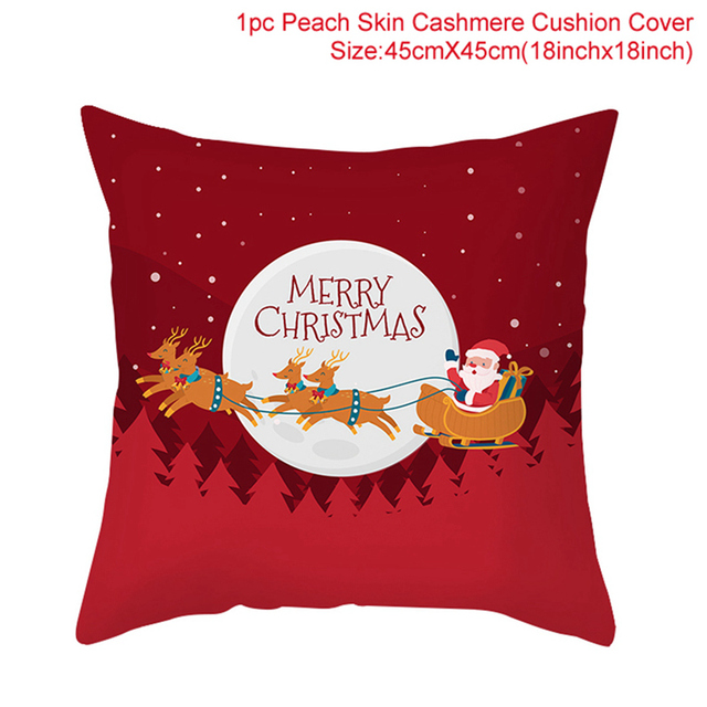 Cushion Cover Merry Christmas Decorations for Home 2021 Christmas Ornament Navidad Noel Xmas Gifts Happy New Year 2022