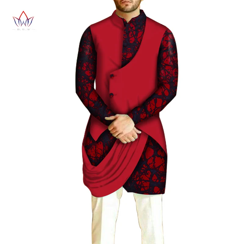 18 African Men Clothes Cotton Dashiki Men Long Sleeve Shirt Top Shirts Bazin Riche Men Shirt Traditional African Men Shirt WYN1016 - Цвет: 18