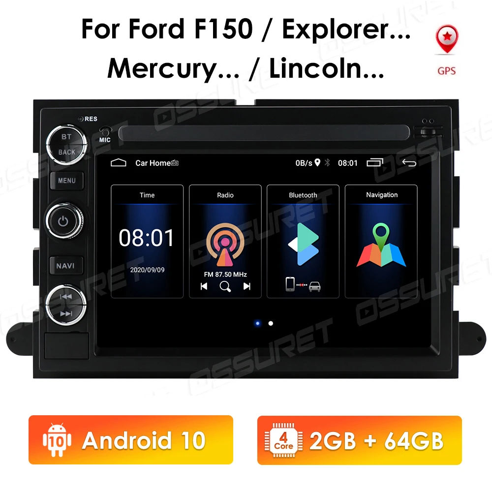 7-дюймовый Android 10 автомобильный радиоприемник стереомагнитола с GPS ДЛЯ Ford 500 F150