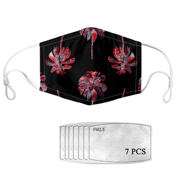 

Coconut Tree Pattern Kids/Girls Mouth Mask with 7 Filter Reusable Breathbale Face Mask PM2.5 Face Nose Mask Cover Non-disposable