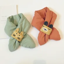 Корейская версия однотонного стеганого шарфа с рисунком для мальчиков и девочек; сезон осень-зима; теплый детский шарф