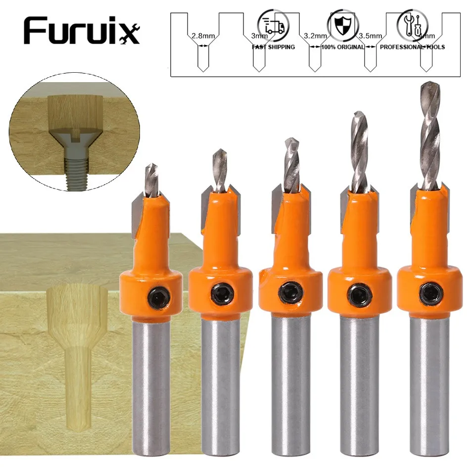 

1pcs 8mm Shank HSS Woodworking Countersink Router Bit Set Screw Extractor Remon Demolition for Wood Milling Cutter