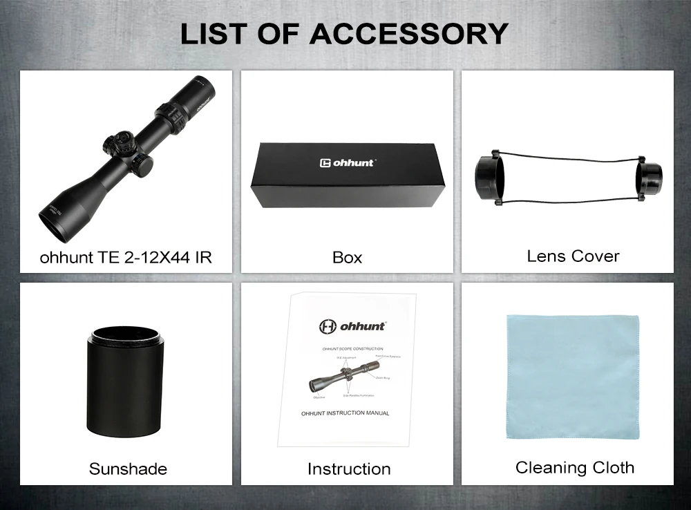 ohhunt TE 2-12X44 IR 清单