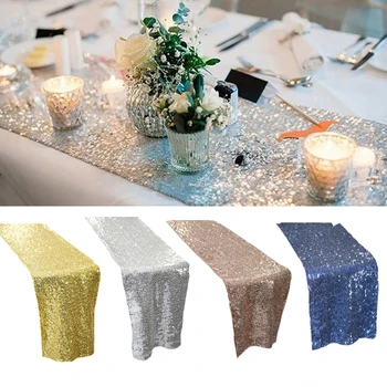 

Shining Sequins Table Bunting Tablecloth Wedding Party Festival Decoration Table Flag Table Cover Home Textile Decor Supplies