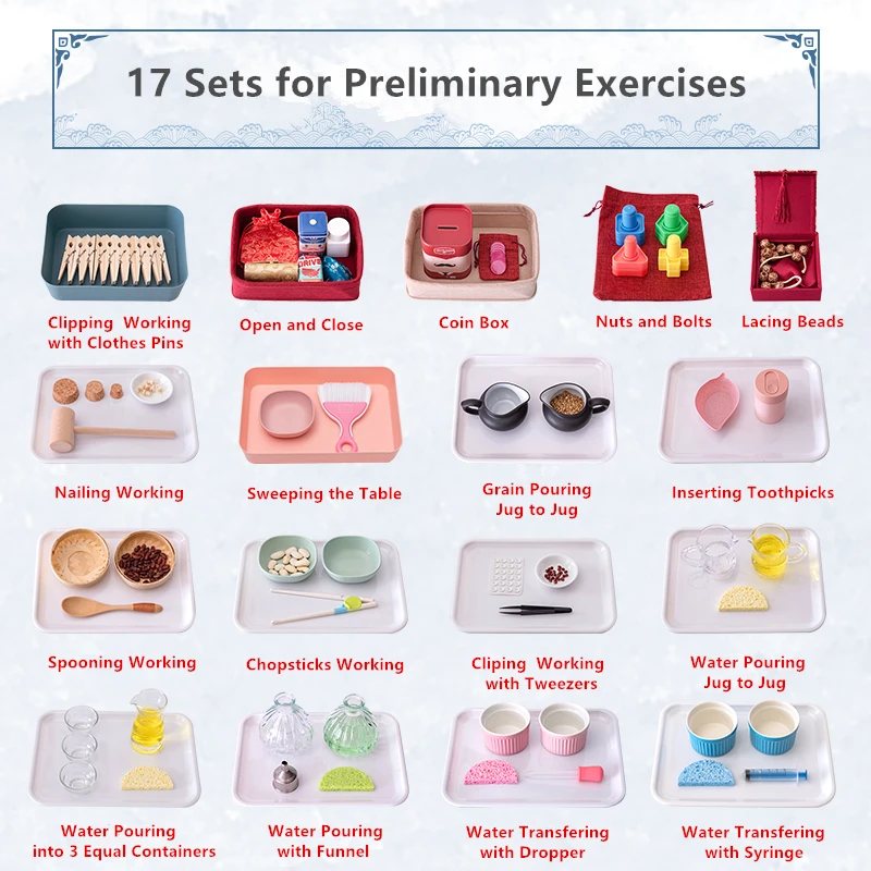 US $159.00 30 Sets Montessori Practical Materials Package for IC Classroom Baby Toys 153 Years Early Education Economic Version