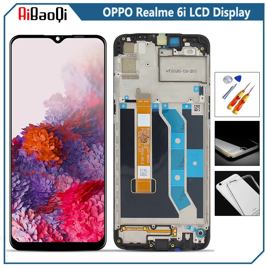 

Дисплейный модуль для OPPO Realme 6i RMX2040, 6,5 дюйма, с рамкой