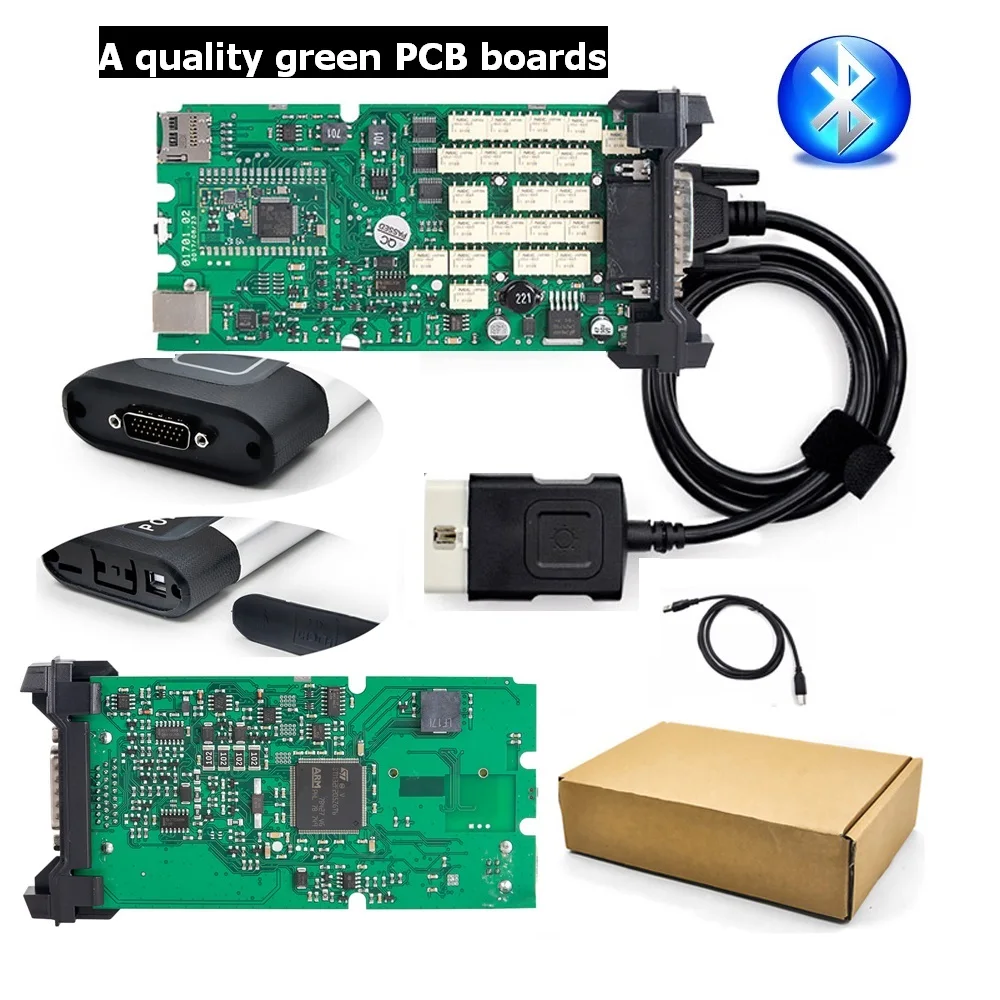 Green board BT OBD2 автоматический диагностический инструмент VD TCS VCI Pro Plus для Autocome snooper,1 с keygen Bluetooth TCS pro для delphis ds150e - Цвет: Green board BT