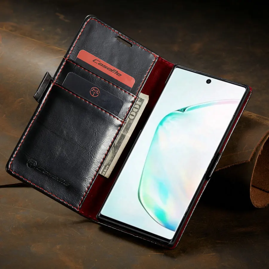 CaseMe Luxury Leather Case For Samsung Note 10 Magnetic Card Wallet Cover Galaxy Plus Flip Phone | Мобильные телефоны и