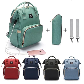 

Fashion Maternity Nappy change Bag With USB Interface Large Capacity Waterproof Diaper Bag Kits Backpack Nursing Baby care Bag