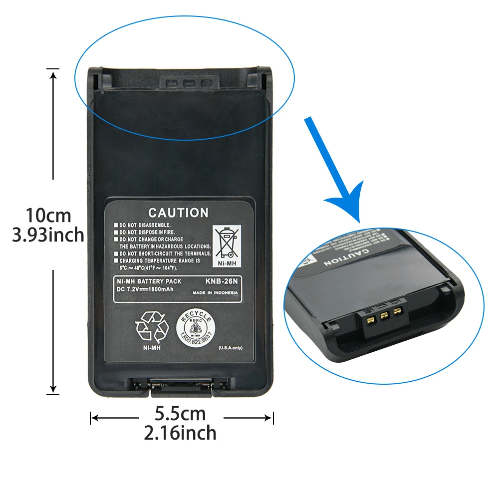 Ni-nh Two-way Rádio Bateria Estendida Substituição para Kenwood Knb25 Knb-26 Knb-25a Knb-26n Tk-2170 Tk3170 Peças 7.2v 1800mah - Image 6